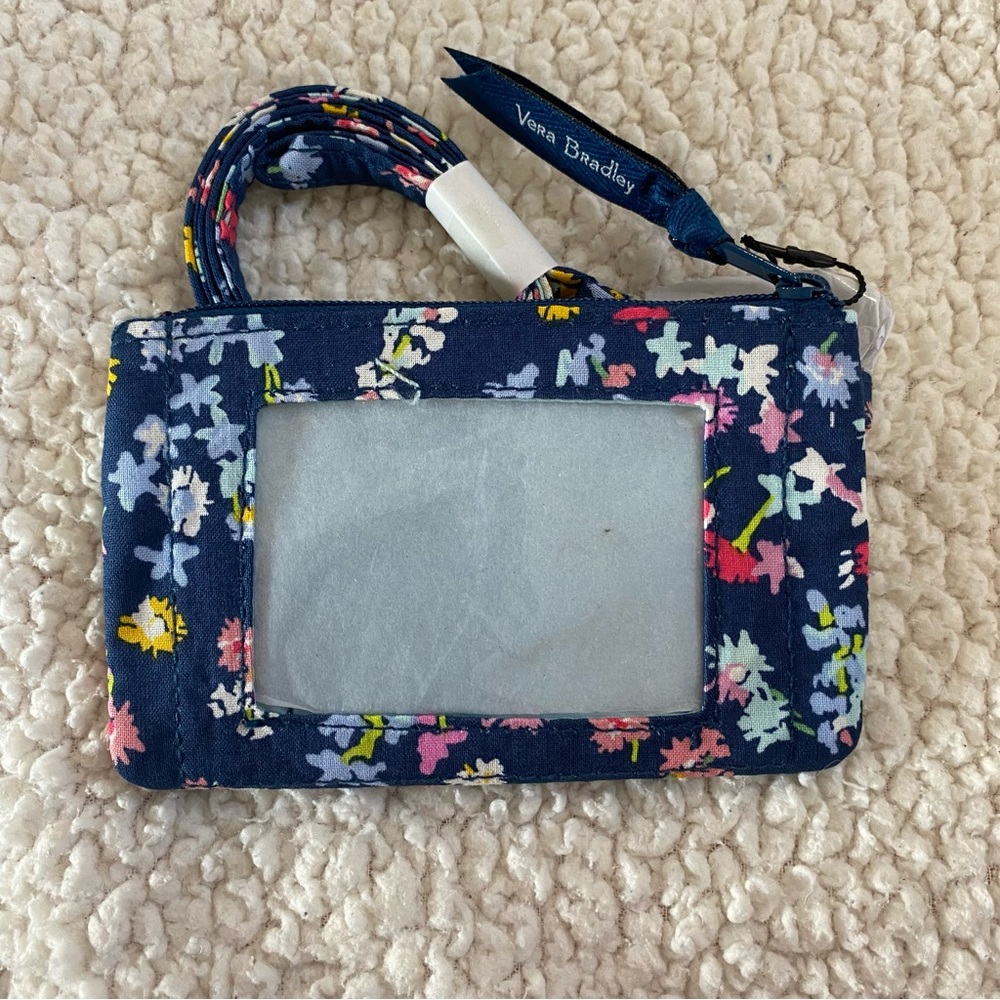 Vera Bradley Zip ID & Lanyard Scattered Wildflower Pattern